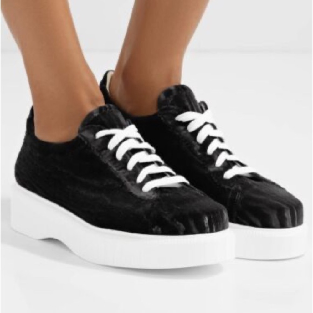 Robert Clergerie Pasket Velvet Platform Sneaker Black EU38 US7.5 BNIB